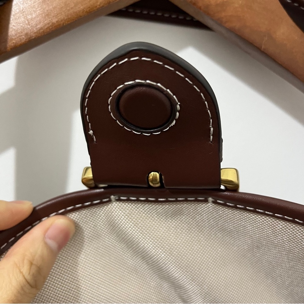 Coach Brown Signature Canvas Shoulder Bag with Leather Trim - Picture 7 of 11